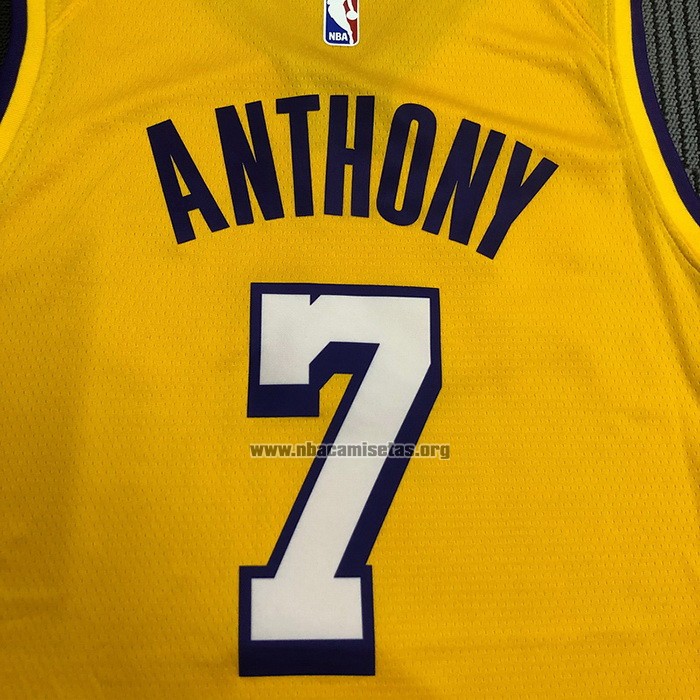 Camiseta Los Angeles Lakers Carmelo Anthony NO 7 Ciudad 2019-20 Amarillo